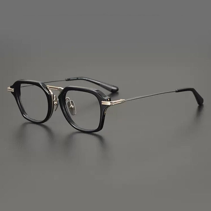 Gatenac Unisex Full Rim Round Square Acetate Titanium Eyeglasses Gxyj894 Full Rim Gatenac