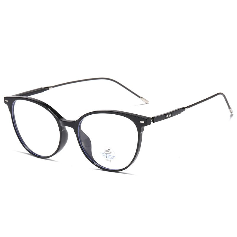 Reven Jate Unisex Full Rim Round Square Tr 90 Eyeglasses 81235 Full Rim Reven Jate shiny black