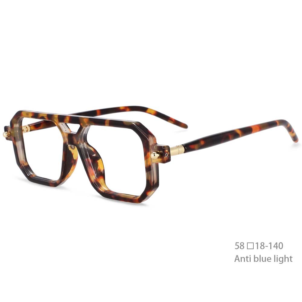 CCspace Unisex Full Rim Square Acetate Frame Eyeglasses 54381 Full Rim CCspace China Leopard