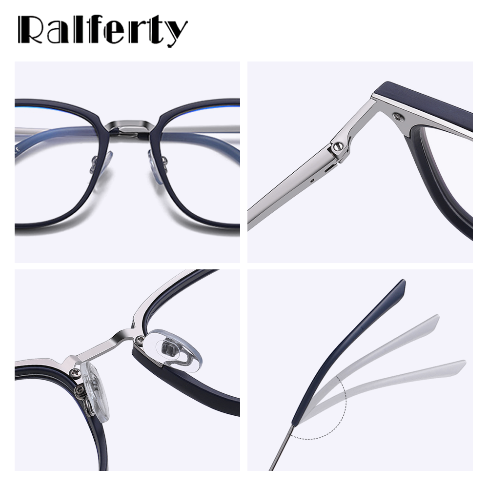 Ralferty Women's Full Rim Square Acetate Alloy Eyeglasses F95959 Full Rim Ralferty