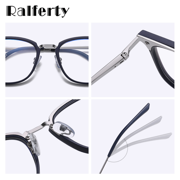 Ralferty Women's Full Rim Square Acetate Alloy Eyeglasses F95959 Full Rim Ralferty