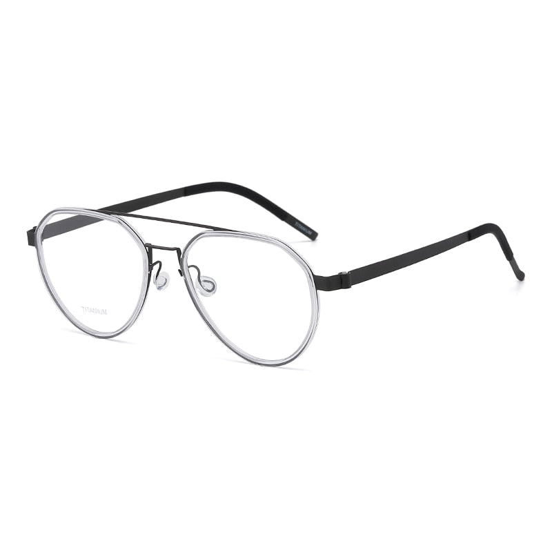 Reven Jate Unisex Full Rim Oval Double Bridge Titanium Acetate Eyeglasses 9745 Full Rim Reven Jate transparent