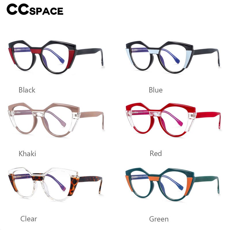 CCspace Unisex Full Rim Round Cat Eye Tr 90 Titanium Frame Eyeglasses 54170 Full Rim CCspace