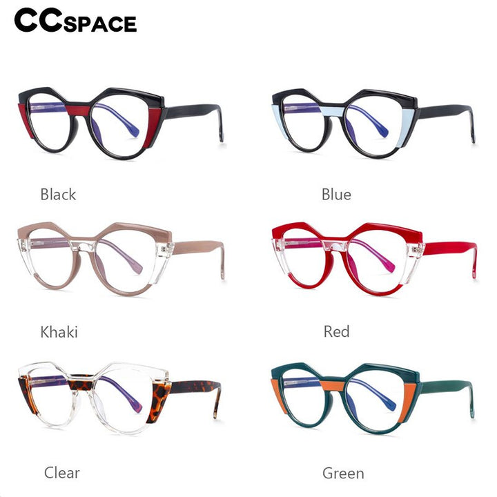 CCspace Unisex Full Rim Round Cat Eye Tr 90 Titanium Frame Eyeglasses 54170 Full Rim CCspace