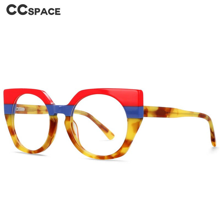 CCspace Unisex Full Rim Round Cat Eye Acetate Eyeglasses 55272 Full Rim CCspace