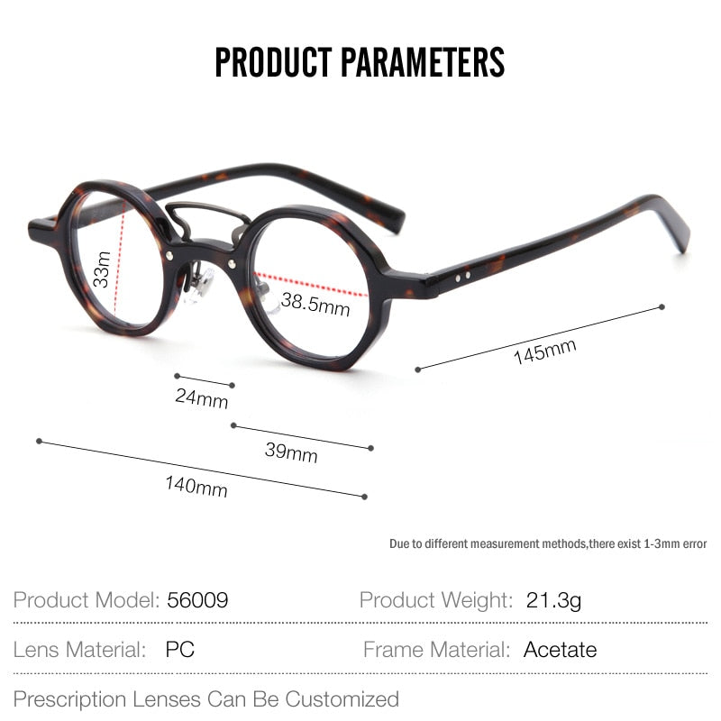 Muzz Men's Full Rim Round Double Bridge Acetate Frame Eyeglasses W3109V Full Rim Muzz