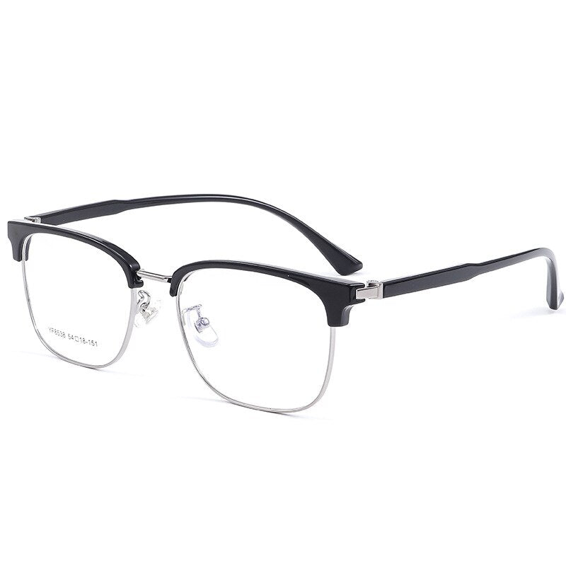 Yimaruili Men's Full Rim Square Acetate Alloy 8538YF Full Rim Yimaruili Eyeglasses Black Gun