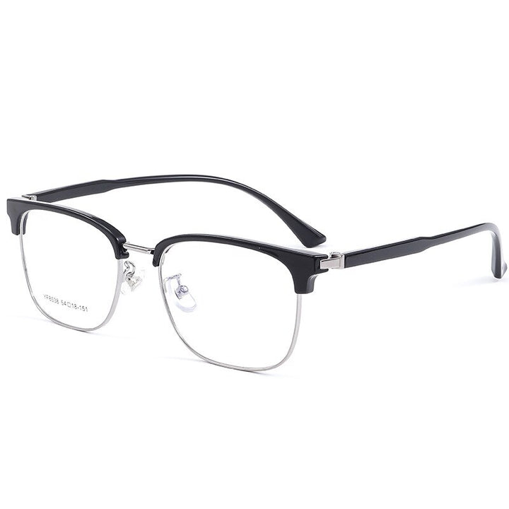 Yimaruili Men's Full Rim Square Acetate Alloy 8538YF Full Rim Yimaruili Eyeglasses Black Gun