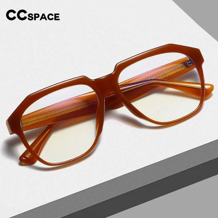 CCspace Unisex Full Rim Large Square Acetate Eyeglasses 55063 Full Rim CCspace