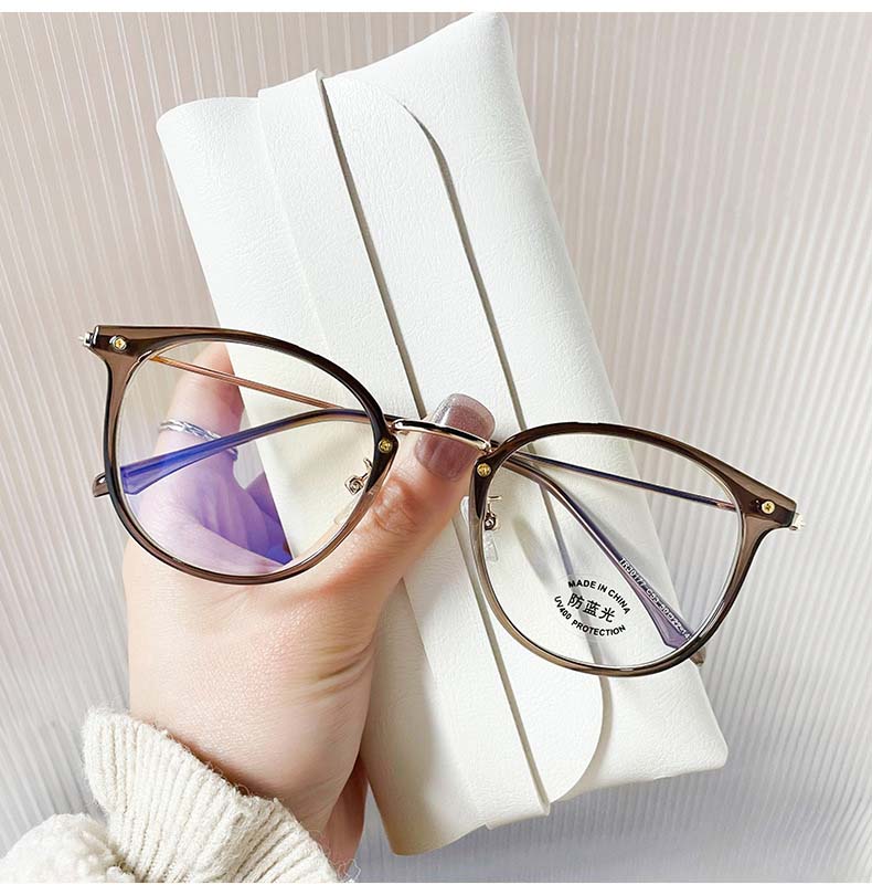 CCspace Unisex Full Rim Round Cat Eye Tr 90 Titanium Eyeglasses 55897 Full Rim CCspace Tea China