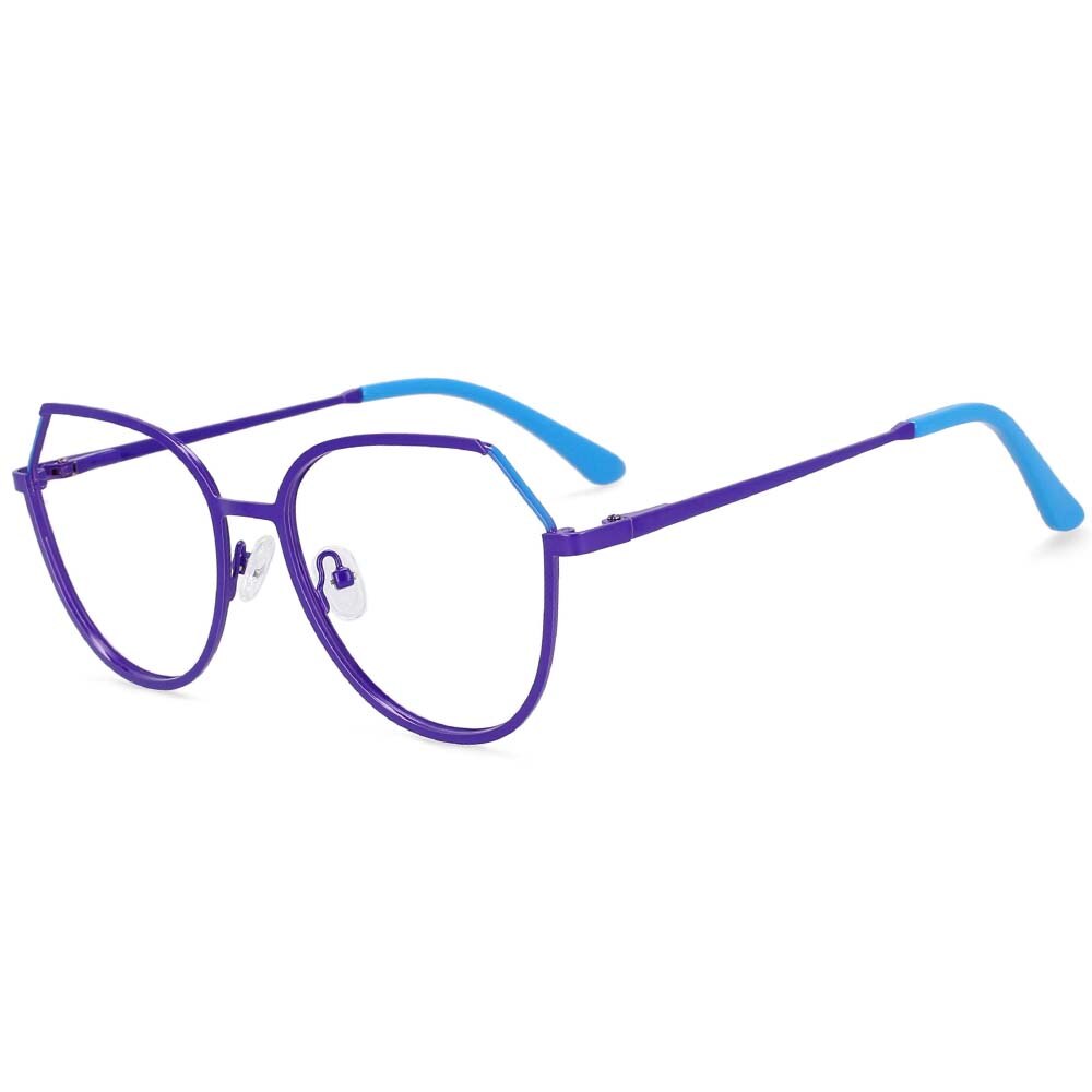 CCspace Unisex Full Rim Round Cat Eye Alloy Frame Eyeglasses 54178 Full Rim CCspace purple-blue China