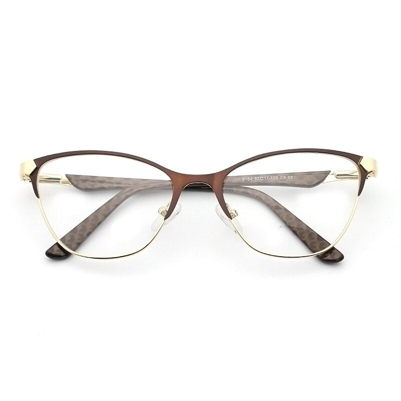Laoyehui Unisex Eyeglasses Cat Eye Alloy Reading Glasses Blue Brown 8184 Reading Glasses Laoyehui 0 Brown