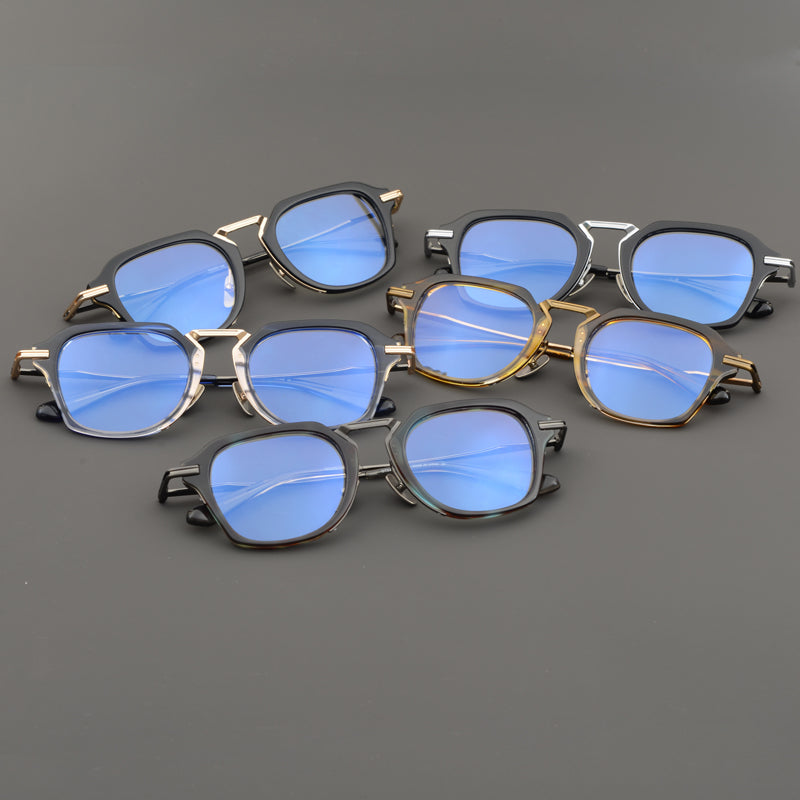 Muzz Unisex Full Rim Square Acetate Titanium Eyeglasses Dl413 Full Rim Muzz