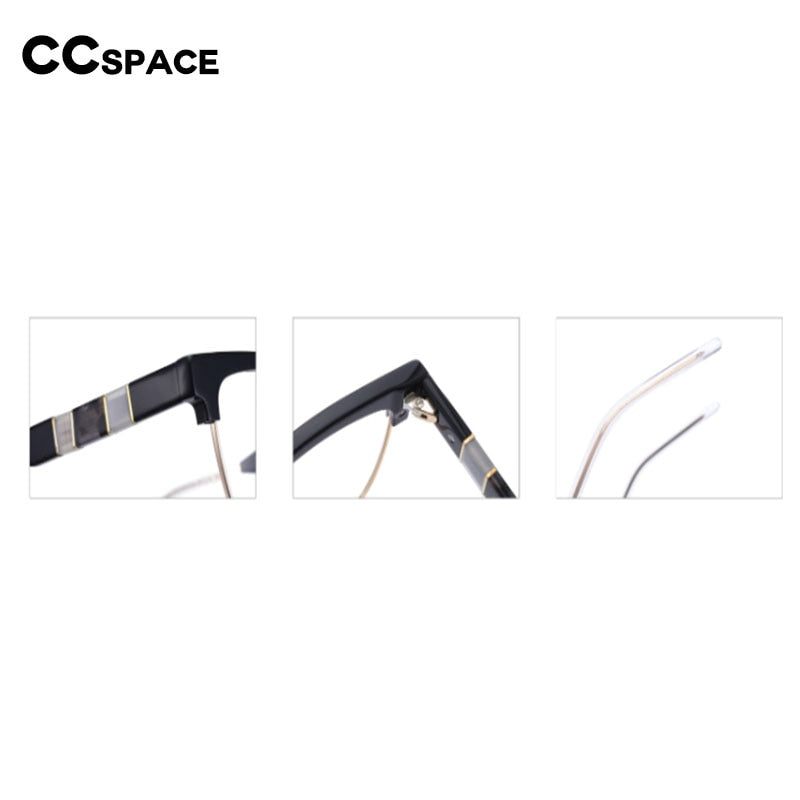 CCspace Women's Full Rim Square Cat Eye Acetate Alloy Eyeglasses 55281 Full Rim CCspace