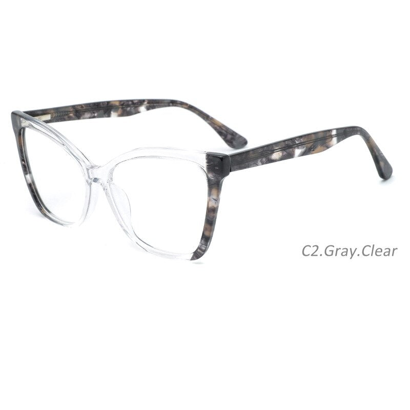 CCspace Women's Full Rim Square Cat Eye Acetate Eyeglasses 55285 Full Rim CCspace Clear China
