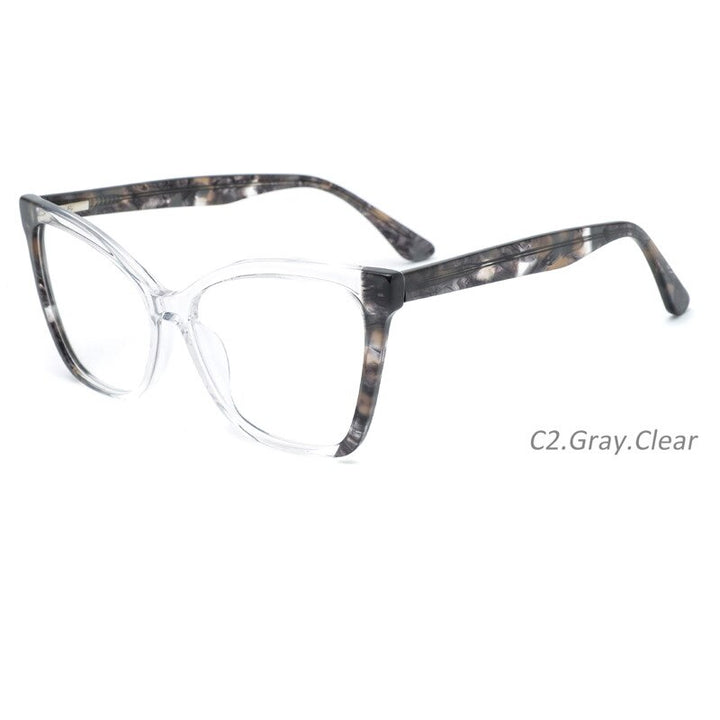 CCspace Women's Full Rim Square Cat Eye Acetate Eyeglasses 55285 Full Rim CCspace Clear China