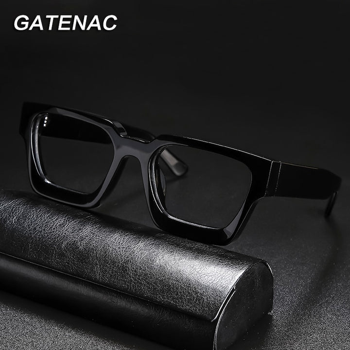 Gatenac Unisex Full Rim Square Acetate Frame Eyeglasses Gxyj724 Full Rim Gatenac