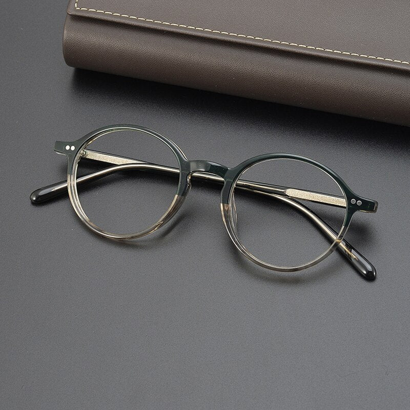 Gatenac Unisex Full Rim Round Acetate Eyeglasses Gxyj961 Full Rim Gatenac
