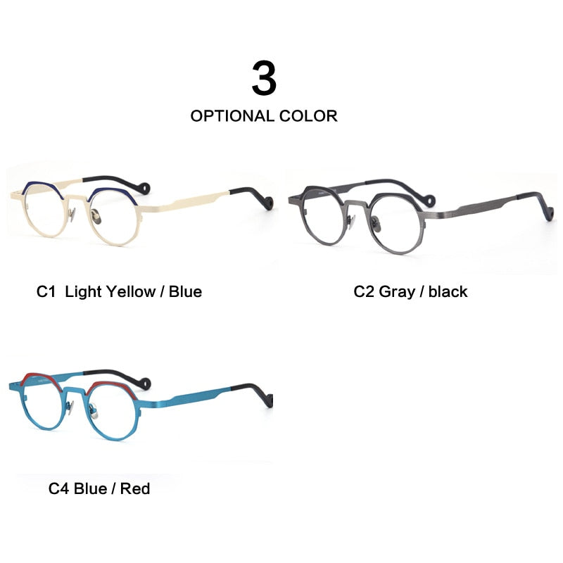 Muzz Unisex Full Rim Small Round Flat Top Titanium Eyeglasses T7759 Full Rim Muzz