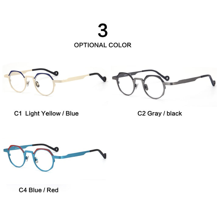 Muzz Unisex Full Rim Small Round Flat Top Titanium Eyeglasses T7759 Full Rim Muzz