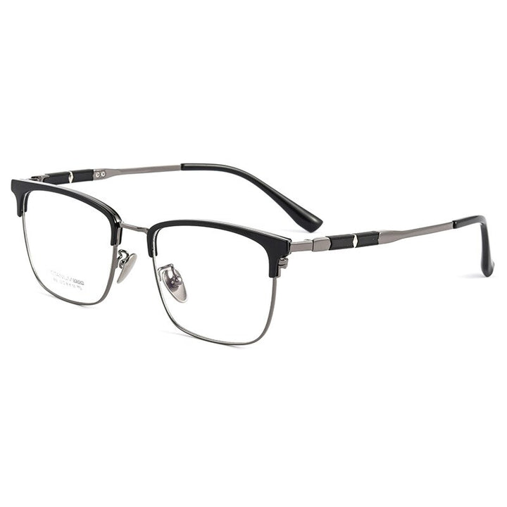 Handoer Men's Full Rim Square Titanium Eyeglasses 9016 Full Rim Handoer Black Gray  