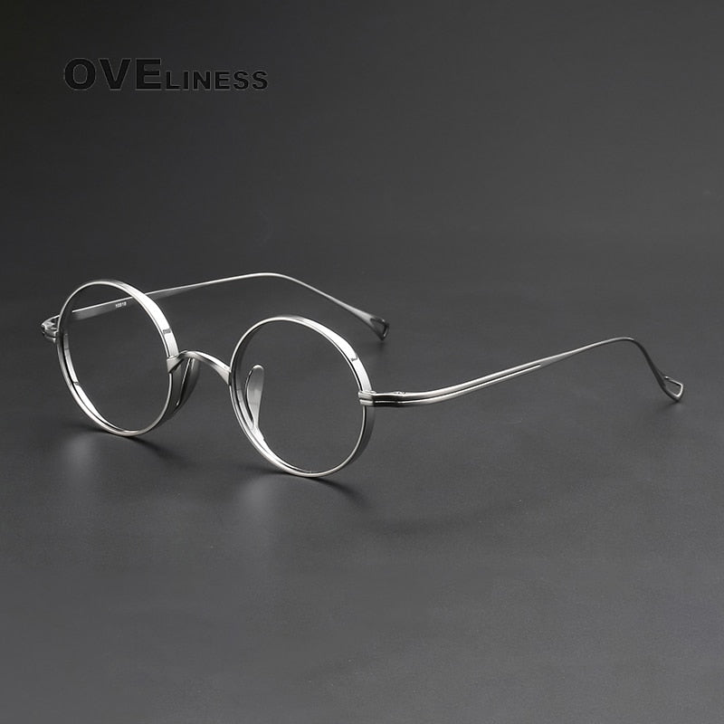 Oveliness Unisex Full Rim Round Titanium Eyeglasses 10518 Full Rim Oveliness Silver