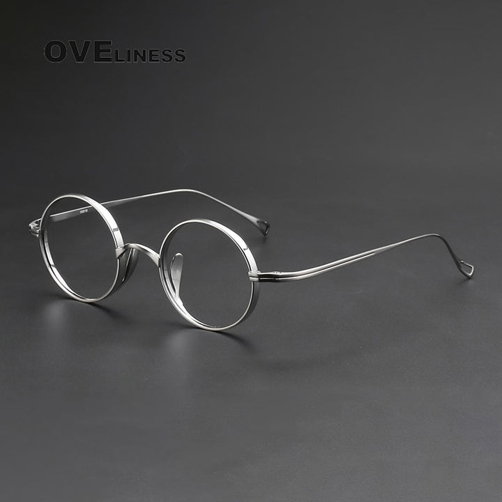 Oveliness Unisex Full Rim Round Titanium Eyeglasses 10518 Full Rim Oveliness Silver