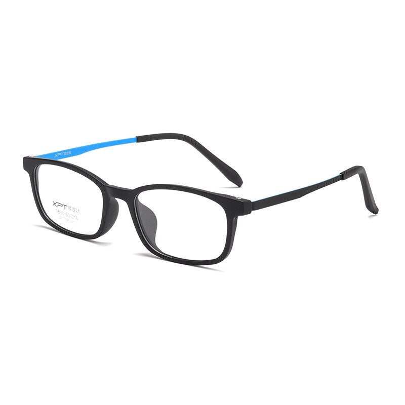 Yimaruili Unisex Full Rim Small Square Tr 90 Titanium Eyeglasses 9833XP Full Rim Yimaruili Eyeglasses Black Cyan