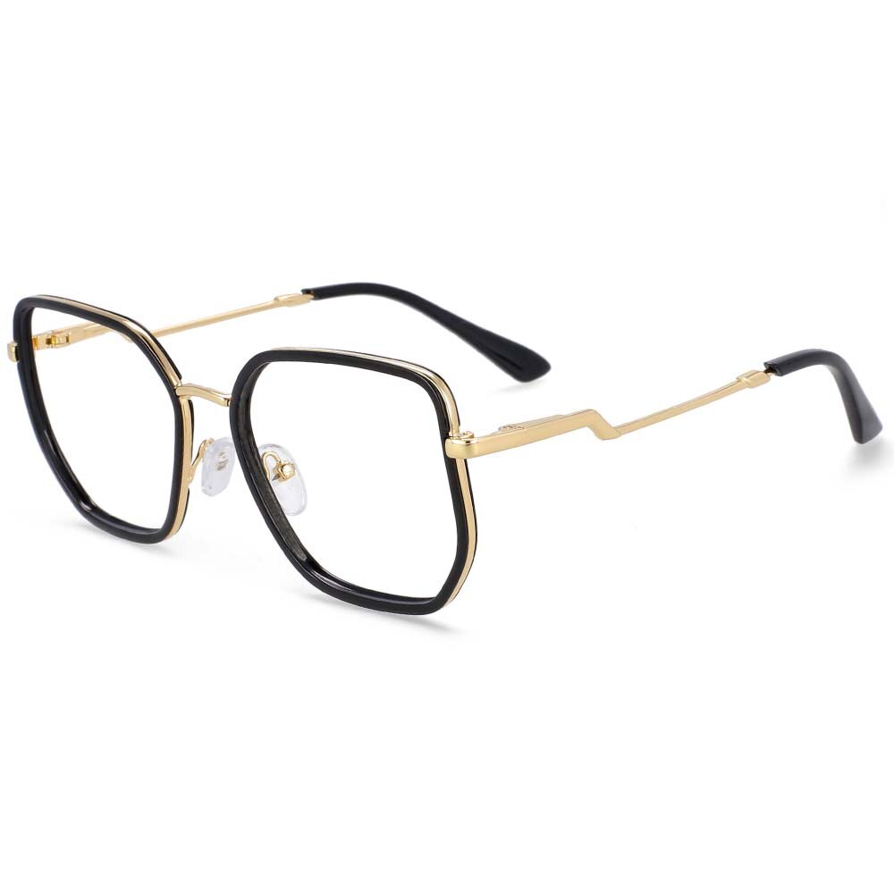 CCspace Women's Full Rim Square Tr 90 Titanium Frame Eyeglasses 54197 Full Rim CCspace Black