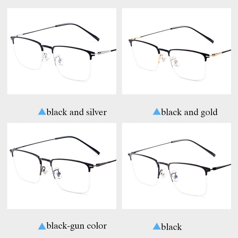 Hotochki Men's Full/Semi Rim SquareTitanium Frame Eyeglasses 0608-0606 Semi Rim Hotochki