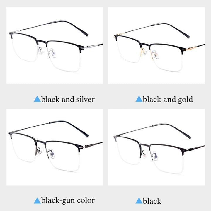 Hotochki Men's Full/Semi Rim SquareTitanium Frame Eyeglasses 0608-0606 Semi Rim Hotochki
