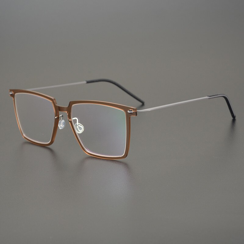 Gatenac Unisex Full Rim Square Acetate Titanium Eyeglasses Gxyj949 Full Rim Gatenac Brown