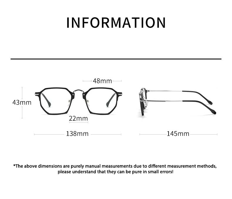 CCspace Unisex Full Rim Polygon Square Tr 90 Titanium Eyeglasses 55031 Full Rim CCspace