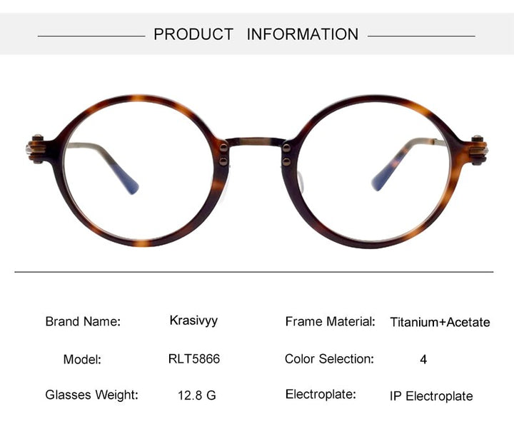 Krasivyy Unisex Full Rim Round Titanium Acetate Eyeglasses Rlt5866 Full Rim Krasivyy   