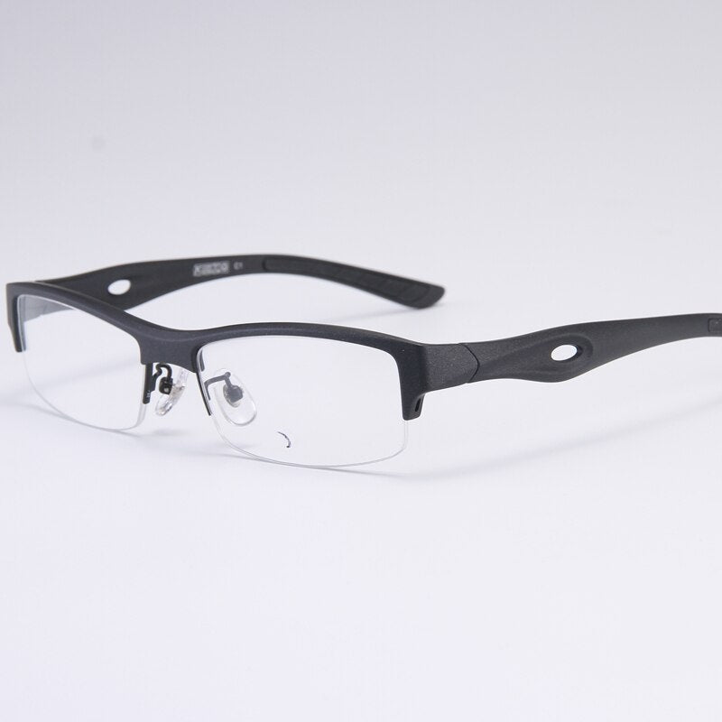 Bclear Men's Semi Rim Rectangle Tr 90 Sport Eyeglasses My1077 Semi Rim Bclear All Black