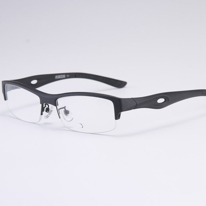 Bclear Men's Semi Rim Rectangle Tr 90 Sport Eyeglasses My1077 Semi Rim Bclear All Black  