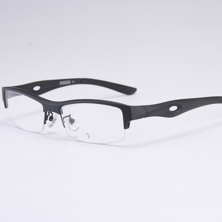 Bclear Men's Semi Rim Rectangle Tr 90 Sport Eyeglasses My1077 Semi Rim Bclear All Black