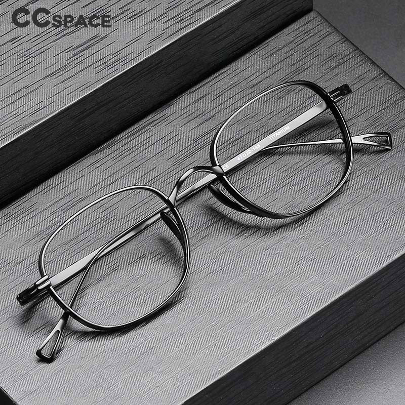 CCspace Unisex Full Rim Hand Crafted Round Titanium Frame Eyeglasses 54595 Full Rim CCspace