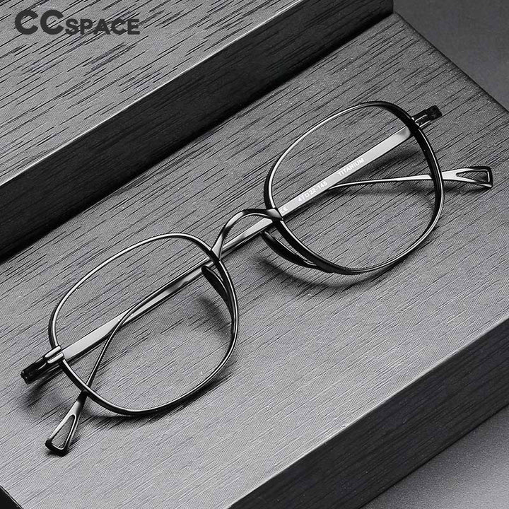 CCspace Unisex Full Rim Hand Crafted Round Titanium Frame Eyeglasses 54595 Full Rim CCspace