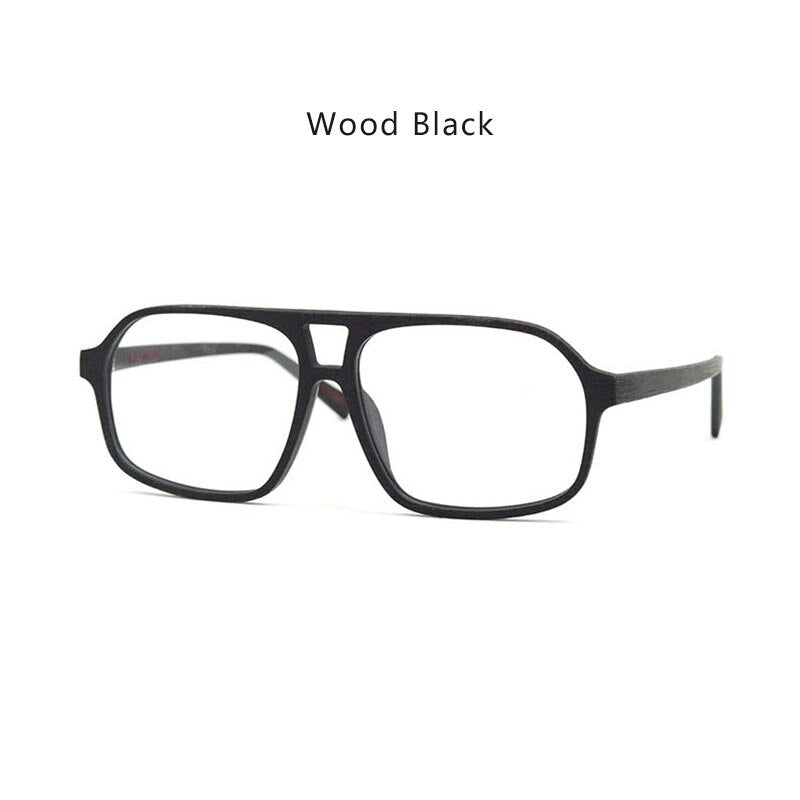 Hdcrafter Unisex Full Rim Big Square Double Bridge Wood Eyeglasses Ft8896 Full Rim Hdcrafter Eyeglasses Black