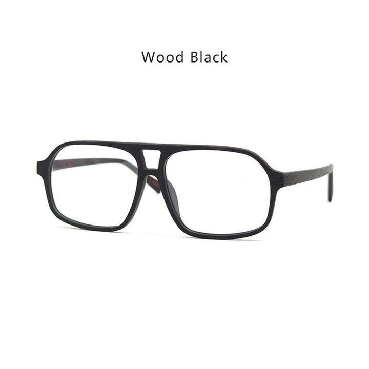 Hdcrafter Unisex Full Rim Big Square Double Bridge Wood Eyeglasses Ft8896 Full Rim Hdcrafter Eyeglasses Black