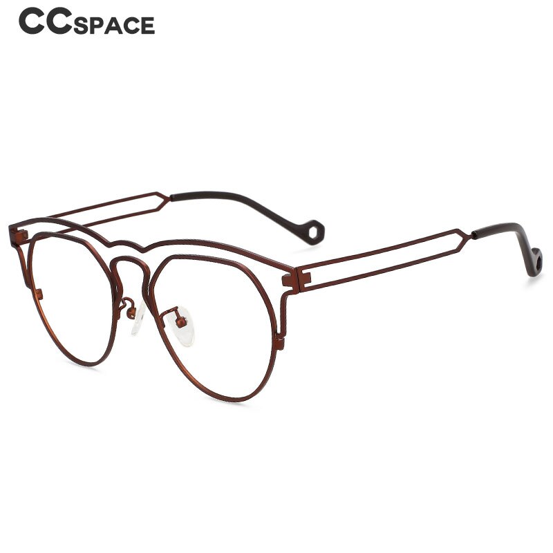 CCspace Unisex Full Rim Round Double Bridge Titanium Eyeglasses 55522 Full Rim CCspace