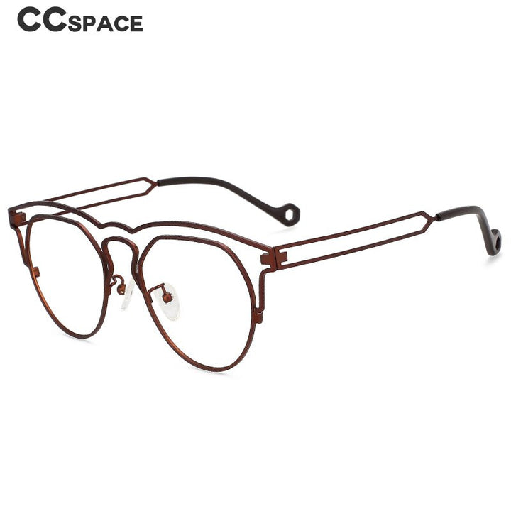 CCspace Unisex Full Rim Round Double Bridge Titanium Eyeglasses 55522 Full Rim CCspace