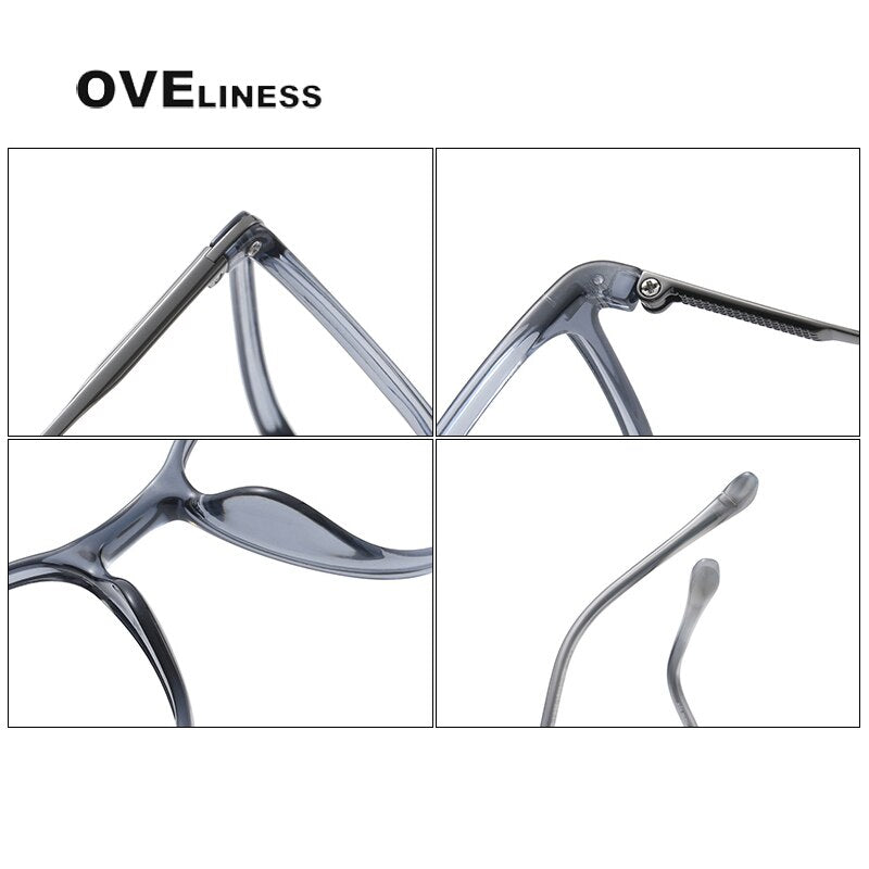 Oveliness Unisex Full Rim Square Acetate Titanium Eyeglasses 8636 Full Rim Oveliness