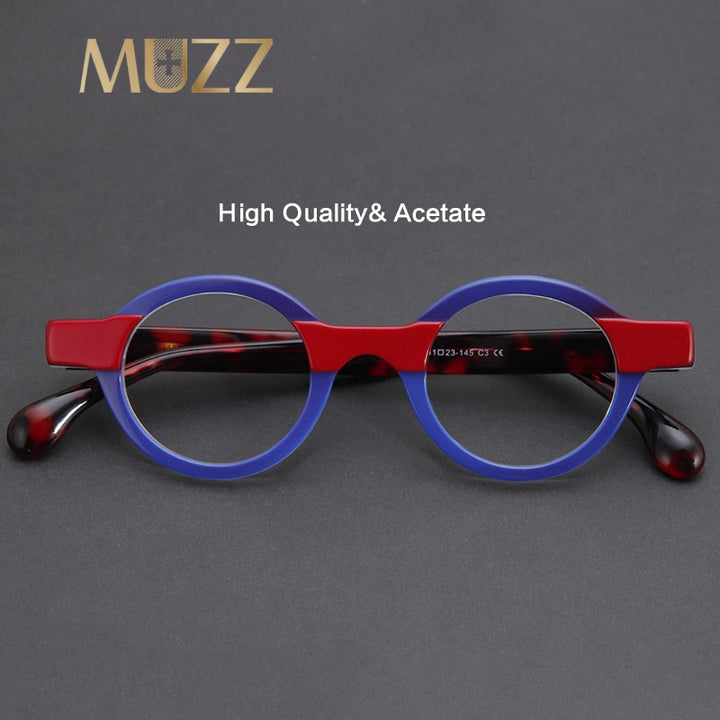 Muzz Unisex Full Rim Round Acetate Punk Frame Eyeglasses 56002 Full Rim Muzz