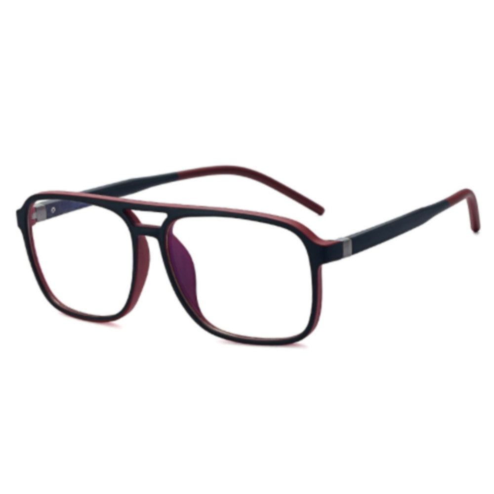 CCspace Unisex Full Rim Square Double Bridge Tr 90 Titanium Frame Eyeglasses 45844 Full Rim CCspace C5 black red
