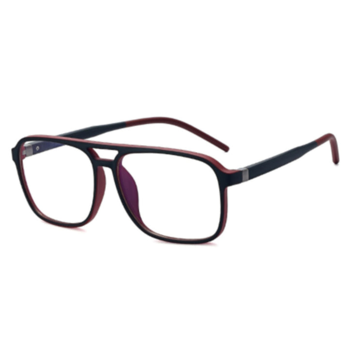 CCspace Unisex Full Rim Square Double Bridge Tr 90 Titanium Frame Eyeglasses 45844 Full Rim CCspace C5 black red