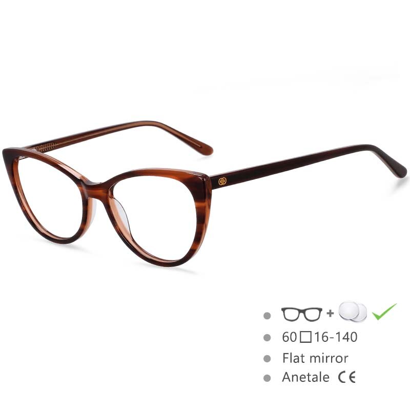 CCspace Women's Full Rim Cat Eye Acetate Frame Eyeglasses 54551 Full Rim CCspace Tortoiseshell China