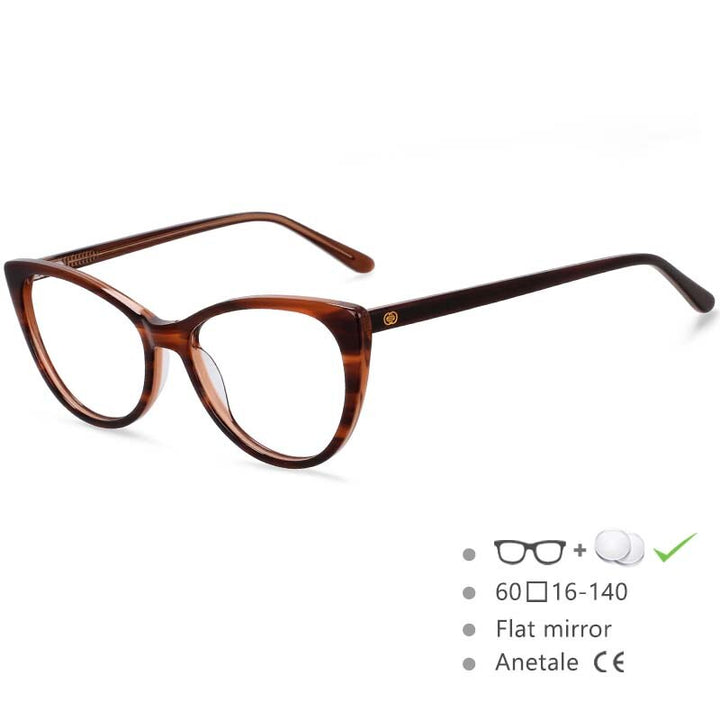 CCspace Women's Full Rim Cat Eye Acetate Frame Eyeglasses 54551 Full Rim CCspace Tortoiseshell China