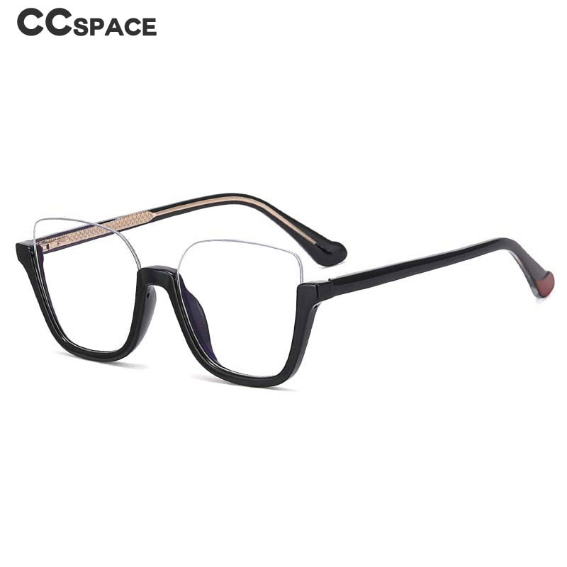 CCspace Women's Semi Rim Big Square Tr 90 Titanium Eyeglasses 55066 Semi Rim CCspace